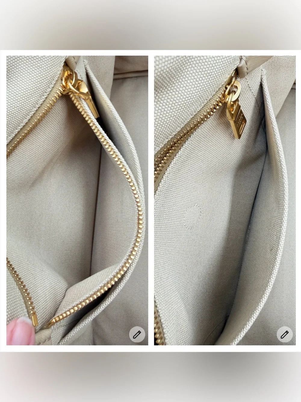 Prada Canapa Large Khaki Tote w/Dust Bag and Entrupy COA Very Good Condition - Picture 13 of 16
